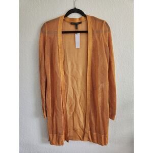 NWT White House Black Market Women's Gold Metallic Sheer Cardigan- S